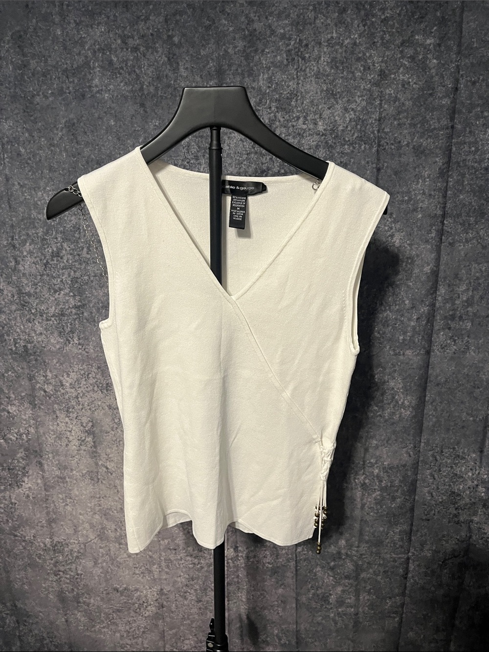 Cable & Gauge White V-Neck Sleeveless Wrap-Accent Cami